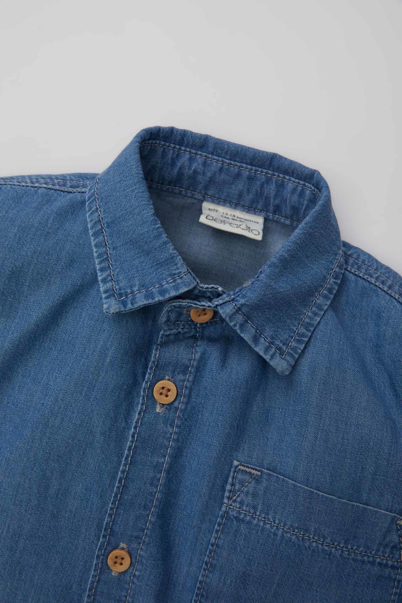 DeFacto Blue BabyBoy Baby Boy Long Sleeve Jean Shirt Casual - Image 5